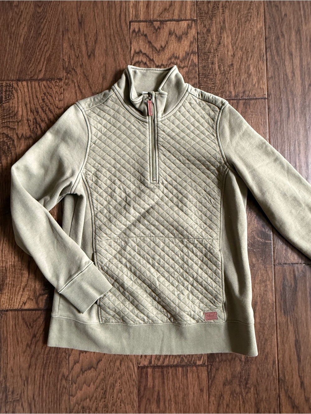 LL Bean Quilted Half-Zip Sweater Pullover - Olive
